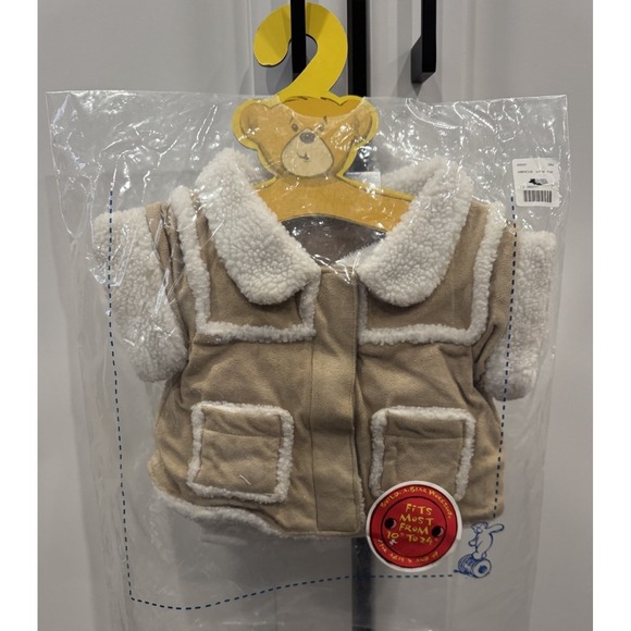 Build-A-Bear Workshop Other - Build A Bear Faux Suede Sherpa Aviator Jacket Collar & Pockets On Hanger w/ Bag